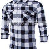 OEM Big Check High Visibility Flannel Shirts for Men With Double Pockets thumbnail-3