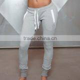 Light Gray Womens Tapered Jogger Pants Blank Cotton Polyester Spandex Sweatpants Full Length Leggings Plain Joggers thumbnail-2