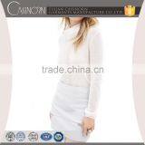 Blank White Pure Color Slim Fit Turtleneck Long Sleeve Ladies Long Pullovers thumbnail-1