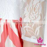 48BQA140 Long Frock Designs New Fashion Lace Sleeve Stripe Baby Girls Dress thumbnail-5