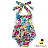 HYB178 Yihong New Arrive Children Clothing Ruffle Baby Girls Halter Summer Baby Romper thumbnail-1