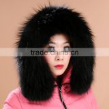 Myfur Top Quality Soft Black Color Raccoon Fur Collar for Hood