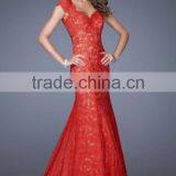 2016 Formal Dresses Mermaid Long Black & Red Lace Open Back thumbnail-2