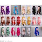 Walson WOMENS LADIES Colorful LONG WAVY CURLY FANCY DRESS COSPLAY WIGS POP PARTY COSTUME thumbnail-1