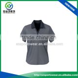 Wholesale Price V-neck Contrast Collar Gray Women's Working Uniform Polo shirt