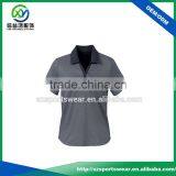 Wholesale Price V-neck Contrast Collar Gray Women's Working Uniform Polo Shirt thumbnail-1
