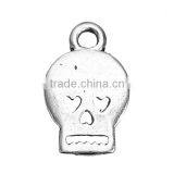 Zinc Based Alloy Halloween Charms Skeleton Skull Antique Silver Heart 15mm x 9mm thumbnail-1