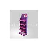 Retail Merchandise Free Standing Display Cardboard Racks Fixtures Purple Colorful Printed