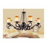 Contemporary Wrought Iron Blown Glass Chandeliers Lamp For Living Room / Bedroom