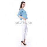Pockets and Buttons Design White Pants Wholesale Lady Pants thumbnail-2