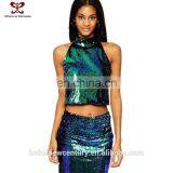 2015 Fahion Dress Luxury Dazzle Variable Malachite Green Sequins Neck Hung All Small Vest Hilum Sleeveless Female Evening Dress thumbnail-1
