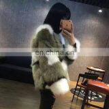 Round Collar Tea Green Color Fox Fur Coat, Blue Fox Red Fox Silver Fox Fur Mixed Fashion Short Size Coat S M L thumbnail-4