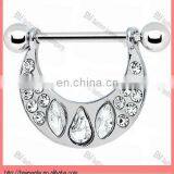 Clear Jeweled Goddess Nipple Shield Piercing Jewelry Rings in Stainless Steel Custom Design thumbnail-1
