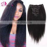 Freya Hair Cheap Virgin Brazilian Human Hair Kinky Straight Clips-in Hair