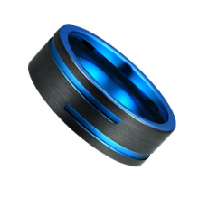 6mm 8mm Blue Tungsten Carbide Rings thumbnail-1