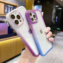 Hot Sale Fresh Two Color Gadient 14/12/11 Pro Max Perfect Fit Ultra Thin Clear Transparent Tpu For Iphone 13/7 Mobile Phone Case thumbnail-4