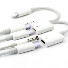 Factory Outlet Lighting Splitter Adapter Audio Music Earphones Charger 2 In 1 For Apple IPhone