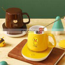 Xiaomi Gift 55 Degree Cartoon Pattern Ceramic Water Cup Hot Milk Artifact Automatic Heating Thermos Mug Cup With Heating Pad thumbnail-5