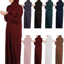 BS-21432Women Muslim One-Piece Full Cover Long Dress - Loose Hooded Dress Abaya Prayer Robe Islamic Clothes One-Size