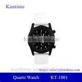ladies quartz select watch, white silicone strap,black dial