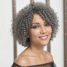 Trendy Design Wig Human Hair Salt & Pepper Kinky Curly Full Mechanism 250% Human Hair Wigs Brazilian Hair 10 Inch For Women thumbnail-4