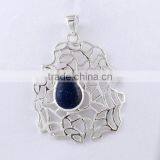 Charming Blue Lapis Pendant, Silver Jewellery India, Gemstone Silver Jewellery thumbnail-6