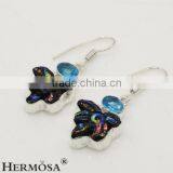 Hermosa Newon Dichroic Glass Blue Topaz Gemstone Sterling Silver Hook Earring thumbnail-1