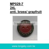 (#MP029-7/24L) stock available grapefruit resin with brass metal rim button for braces pants
