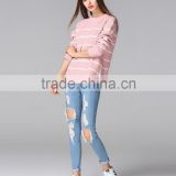 Pink stipe sweater for young ladies