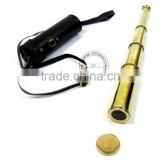 MARINE PULLOUT TELESCOPE 14" W/LENS CAP - NAUTICAL BRASS TELESCOPE WITH LEATHER CASE