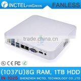 New Product Ubuntu Mini pc With Walk on Lan Dual Intel Gigabit Nics Intel Celeron1037u 1.8Ghz 8G RAM 1TB HDD