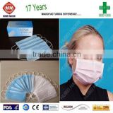 Blue Nonwoven 3 Ply Surgical Disposable Face Mask with Earloop