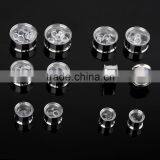 Ipink 6 Pairs Stainless Steel Movable Round Crystal Screw Ear Plugs Flesh Tunnels Stretcher Kit Gauges in Viaous Gauges Size thumbnail-1