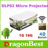 Android 4.4 1G 16G Digital Projector DLP02 Android LED Lamp Smart projector 1080p HD media player