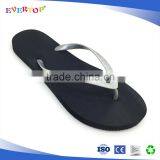 Shinning pvc strap with glitter lady black slipper cheap shoes