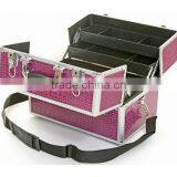 Elegant Classic Aluminium Beauty Box Professional Vanity Make Up Case Purple Cro thumbnail-1