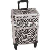 Zebra Pattern Professional Aluminum Rolling Cosmetic Case Makeup 4-Wheel Trolley thumbnail-2