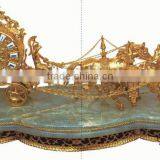 Antique Carved Ornate Bronze Rococo Style Table Clock, Elegant Marble Base Table Clock thumbnail-2