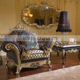 Unique Design Fine Carved Silver Foil Sofa Set, Printed Purple Color Wide Arm Sectional Sofa Set thumbnail-2