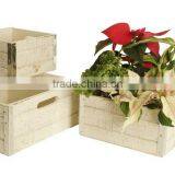 Set of 3 Wood Crates Square With Stylish Galvanized Metal Trim thumbnail-4