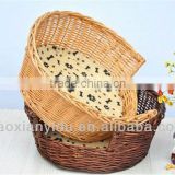 Wicker Pet Basket with Navy Pillow Woven Dog Basket and Bed Special and Warm Pet House