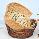 Wicker Pet Basket With Navy Pillow Woven Dog Basket and Bed Special and Warm Pet House thumbnail-1