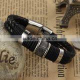 Handmade Genuine Leather Weaved Double Layer Men's Bracelets Casual/Sporty Bicycle Motorcycle Delicate Cool Men Jewelry thumbnail-2