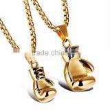 2017 Trending Fashion Stainless Steel Glove Boxing Gold Plated Men's Pendant Necklace thumbnail-4
