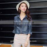 Wholesale Newest Model Tops Western Style Denim Shirt For Women thumbnail-2