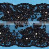 Zhuosi Brand Black Embroidery Lace Trim Sold on thumbnail-1