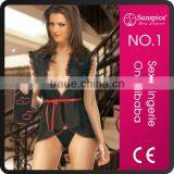 Sunspice Lingerie Wholesaler Hot Sale Fashionable New Style Long Transparent Night Gown thumbnail-1