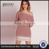 China OEM Winter Autumn Pullover Wide Neck Sweater Women Cashmere Ladies Jumpers Off Shoulder Jumper Pink thumbnail-1