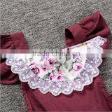 Summer Soft Baby Girls Lace Ruffle Romper Infant Soild Color Bodysuit Wholesale Children Clothes thumbnail-3