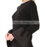 2017 OEM Banded Crew Neckline Flounced Cuffs Feminine Blouses thumbnail-3